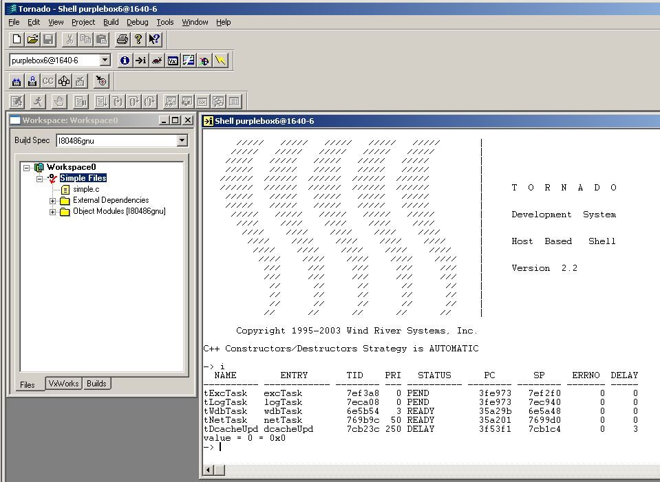 VxWorks 5.5 Programming Shell Information