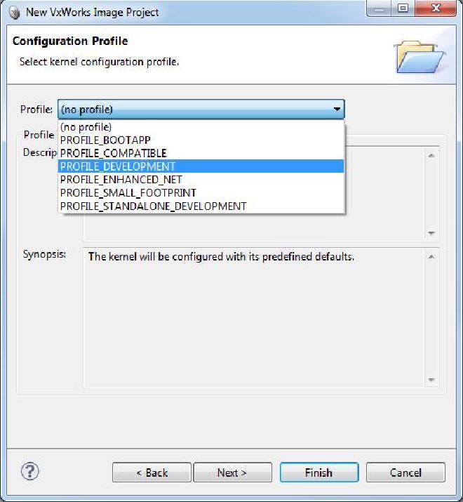 New VxWorks Image Project: PROFILE_DEVELOPMENT Option